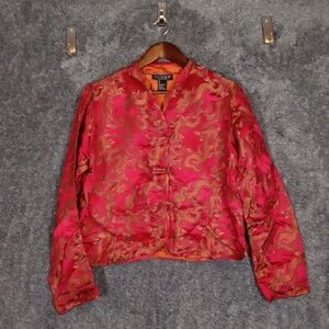 Citron Santa Monica Womens Top Jacket Asian Lagenlook Dragon Size Large